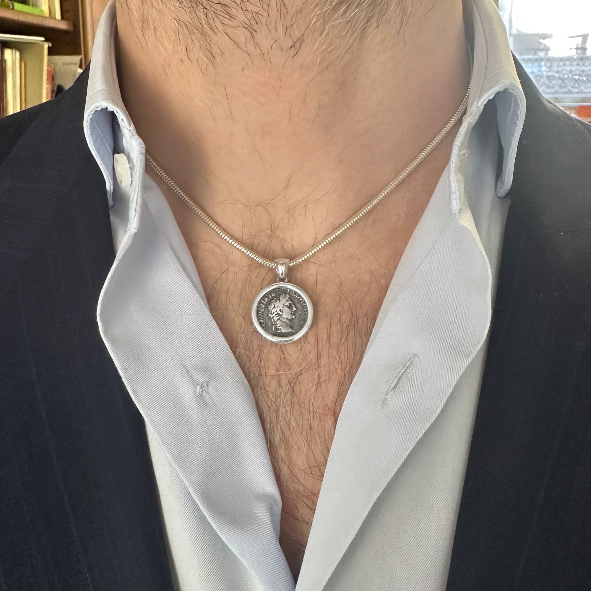 Genuine Ancient Roman Coin 27 BC-AD 14 Silver Pendant depicting the Emperor Augustus2