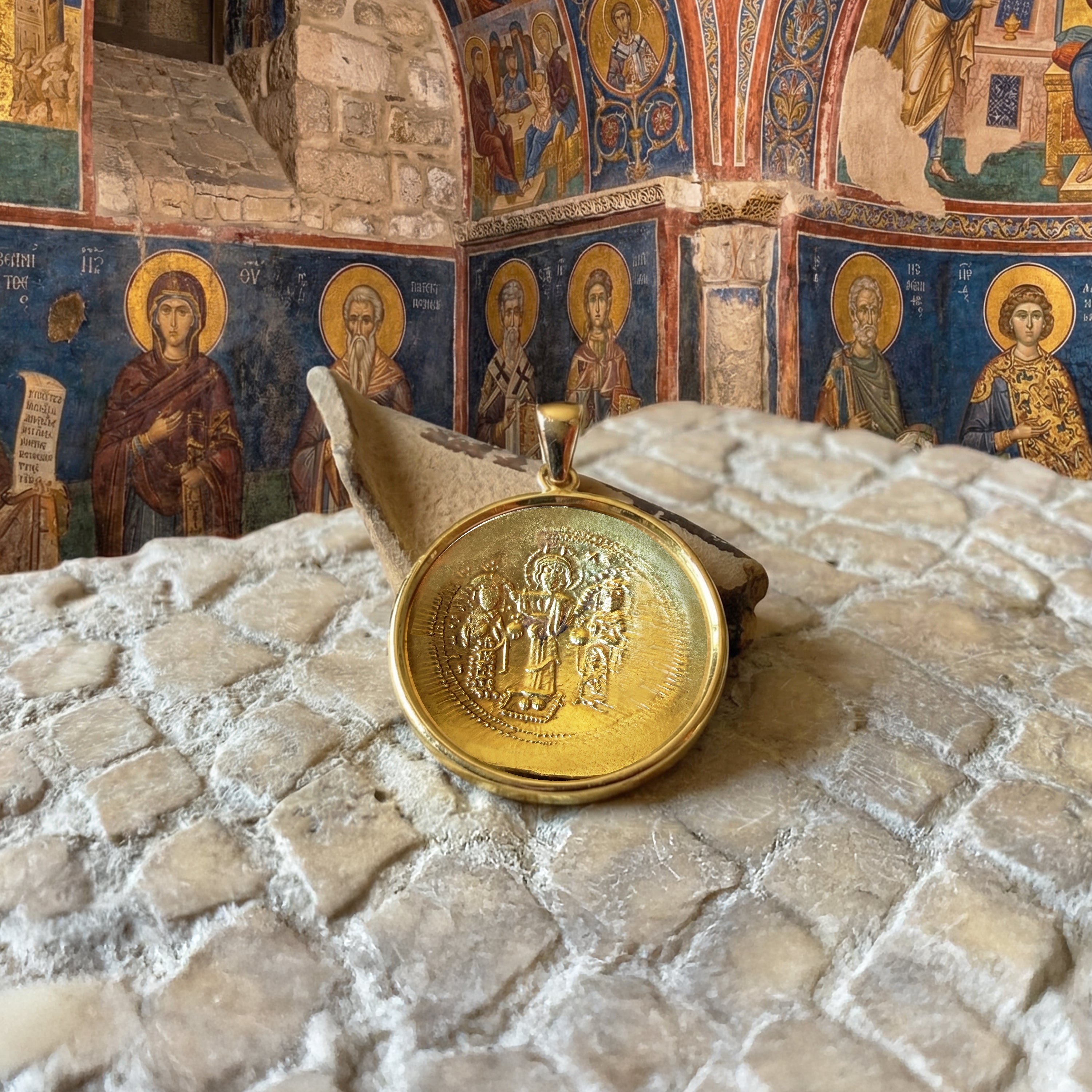 CHRIST Genuine Byzantine 24KT Gold Coin 10th Cent. AD 18kt Gold