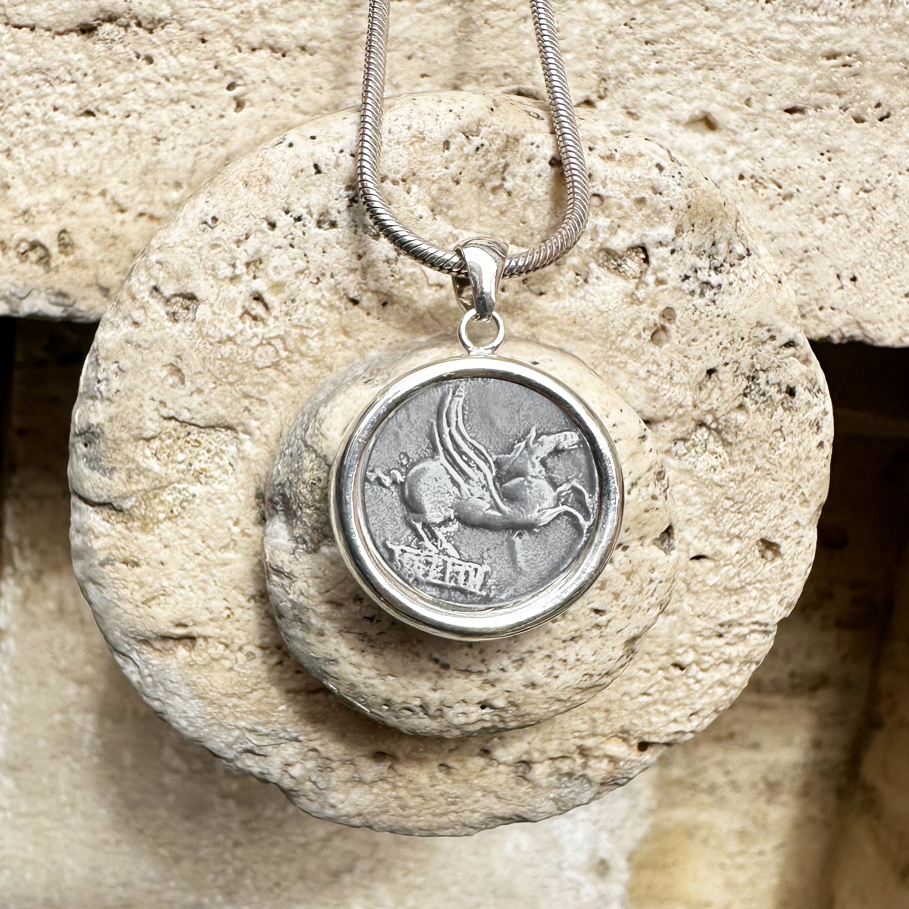 WINGED HORSE PEGASUS Genuine Ancient Greek Coin 1st Century Silver
