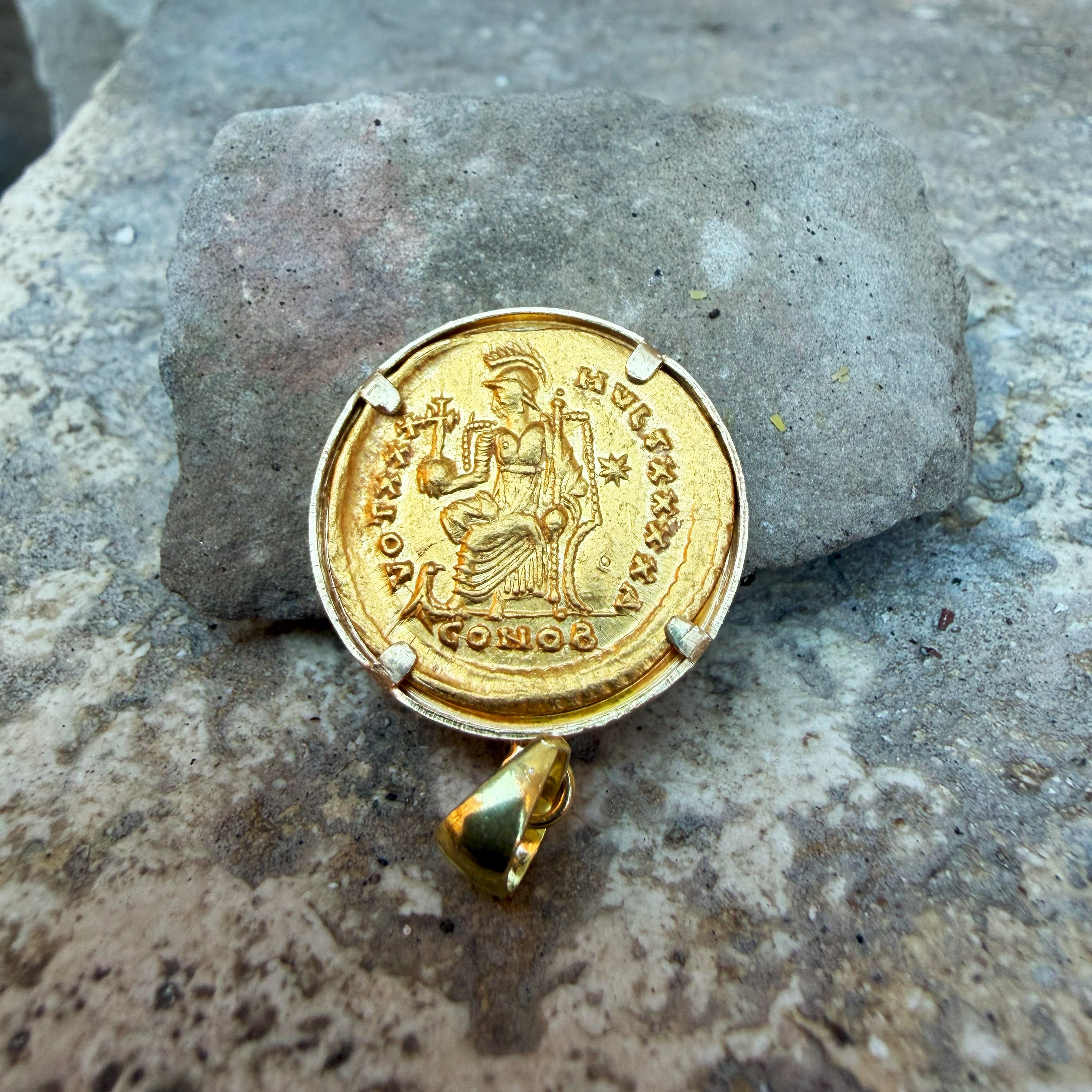 THEODOSIUS II Genuine 24 Kt gold Byzantine Coin Pendant – Serra Roma