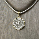 Genuine Roman Silver Coin 150 BC 18Kt Gold Pendant Depicting Goddess Rome4